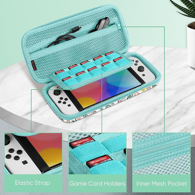 Fintie Carrying Case for Nintendo Switch OLED Model 2021/Switch 2017,  [Shockproof] Hard Shell Protective Cover Travel Bag w/10 Game Card  Slots,Z-Galaxy 