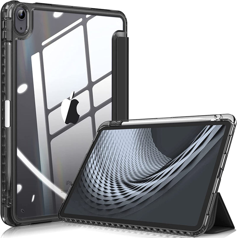 Fintie Hybrid Slim Case for iPad Air 5th Generation (2022) / iPad Air 4th Generation (2020) 10.9-Inch - [Built-in Pencil Holder] Shockproof Cover with Clear Transparent Back Shell