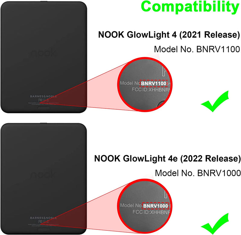 Nook GlowLight 4e/4 Vegan Leather Folio Case w/ Hand Strap | Fintie