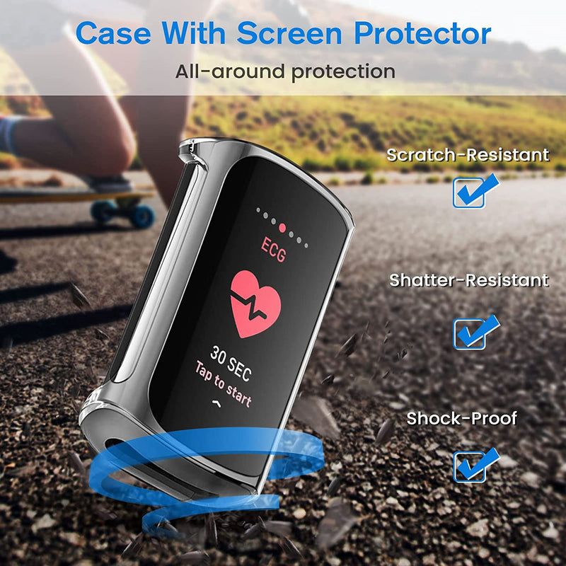 [4-Pack] Fitbit Charge 6/ Charge 5 Case Full-Around Screen Protector | Fintie