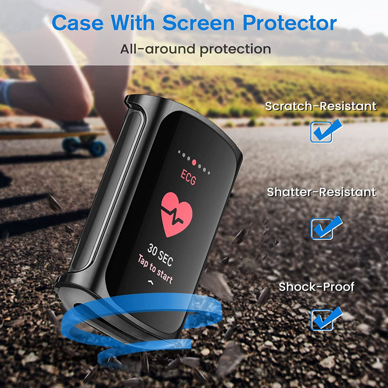 [4-Pack] Fitbit Charge 6/ Charge 5 Case Full-Around Screen Protector | Fintie