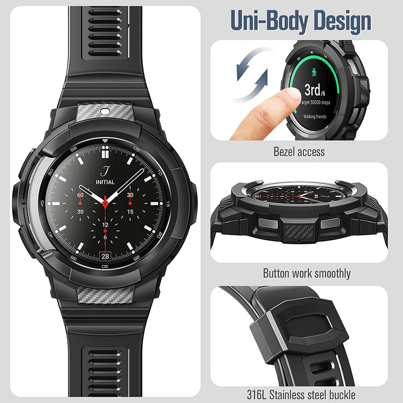 Galaxy Watch 4 Classic 46mm Case with Rugged Sports Band | Fintie