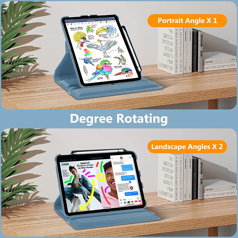 iPad 11-Inch A16 Chip 2025, iPad 10th Gen (2022) 360-Degree Rotating Case w/ Pencil Holder | Fintie