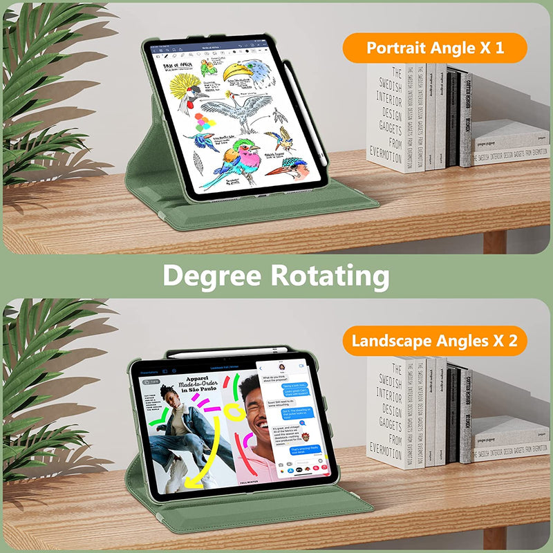 iPad 11-Inch A16 Chip 2025, iPad 10th Gen (2022) 360-Degree Rotating Case w/ Pencil Holder | Fintie