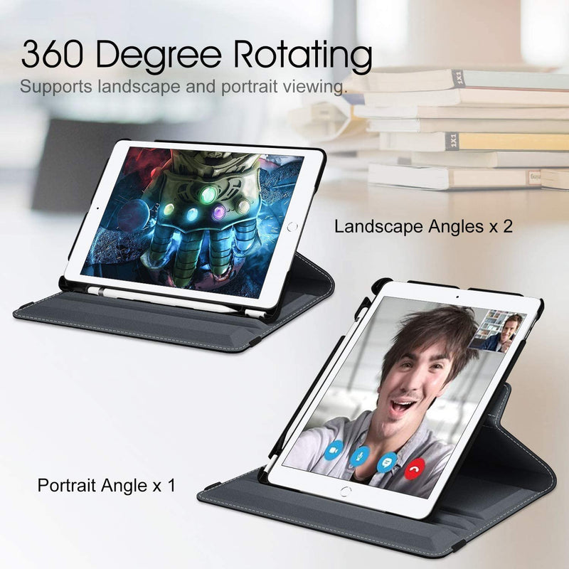 iPad 9th Gen, iPad 8th/7th Gen 360-Degree Rotating Case with Pencil Holder | Fintie