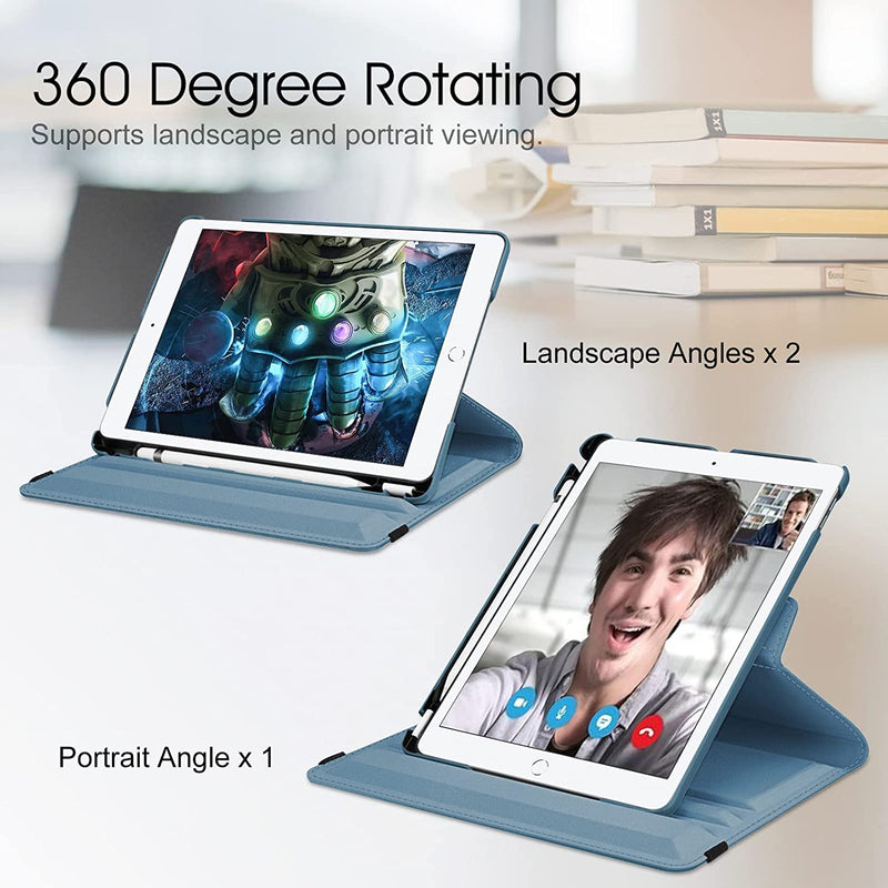 iPad 9th Gen, iPad 8th/7th Gen 360-Degree Rotating Case with Pencil Holder | Fintie