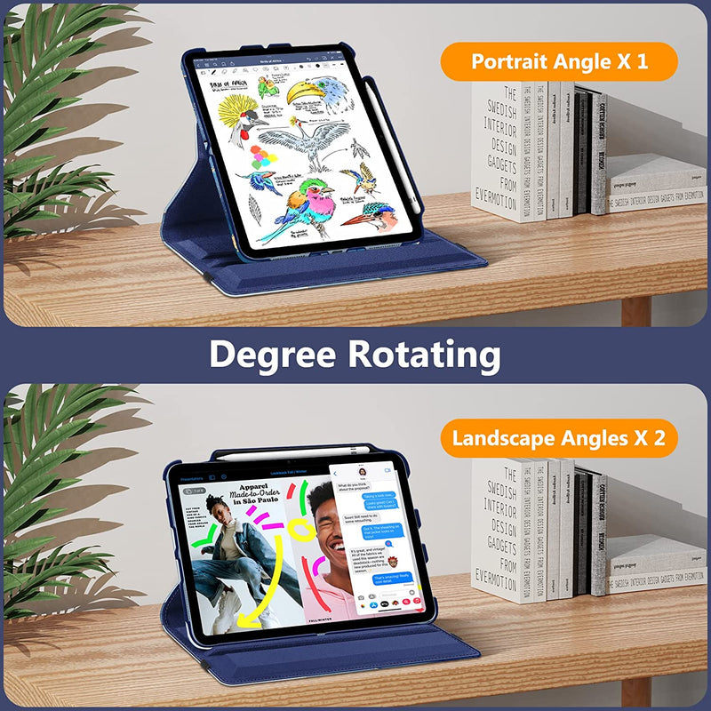 iPad 11-Inch A16 Chip 2025, iPad 10th Gen (2022) 360-Degree Rotating Case w/ Pencil Holder | Fintie