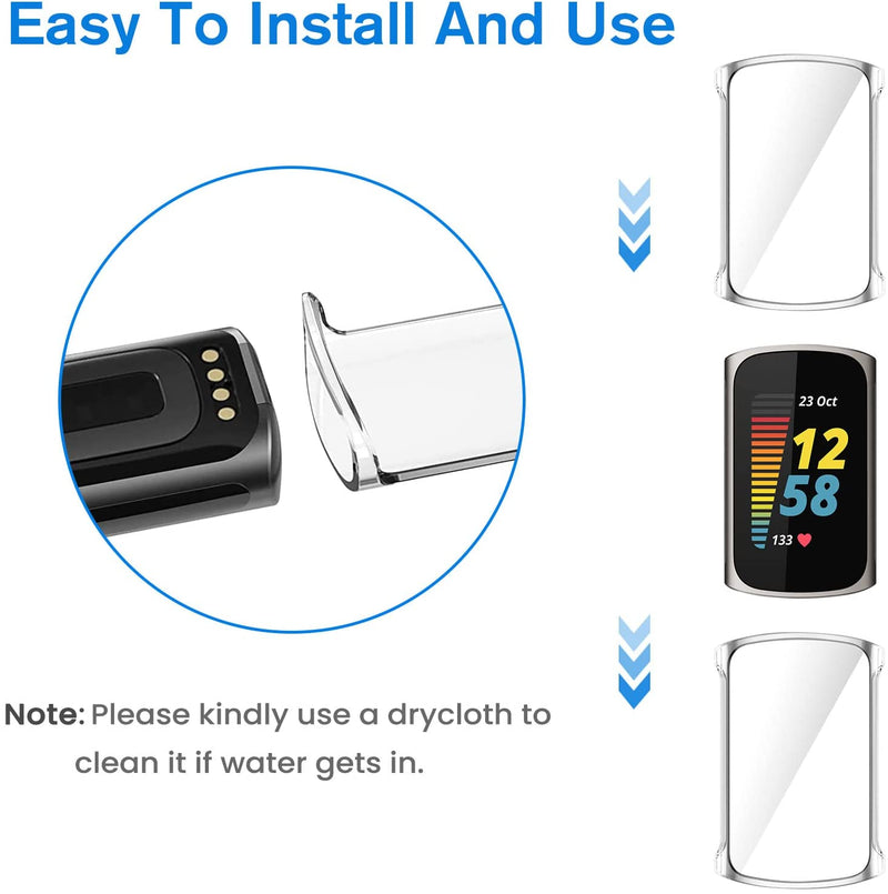 [4-Pack] Fitbit Charge 6/ Charge 5 Case Full-Around Screen Protector | Fintie