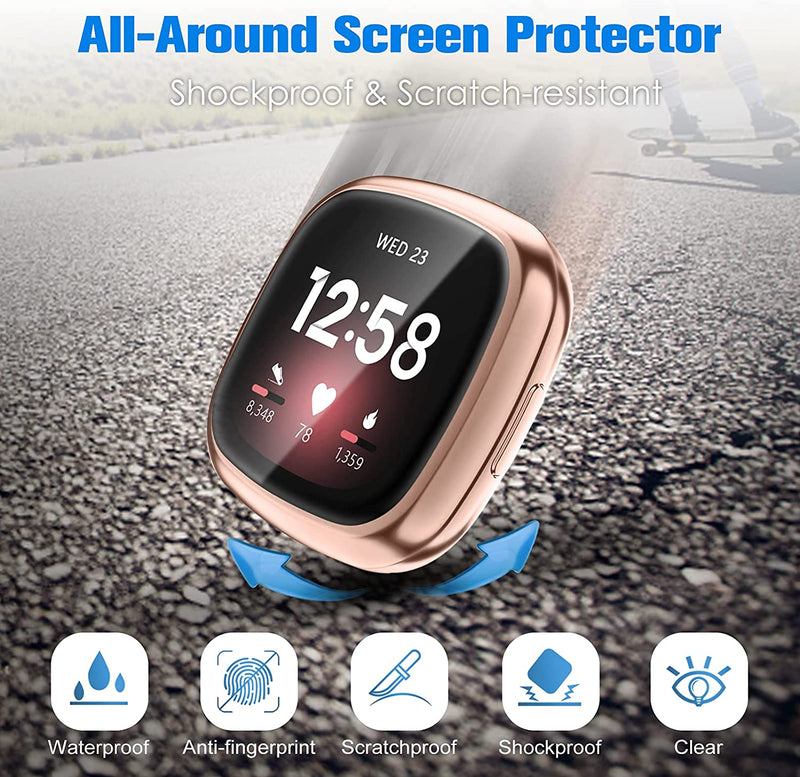 [8-Pack] Fitbit Versa 3 / Fitbit Sense Screen Protector Case | Fintie