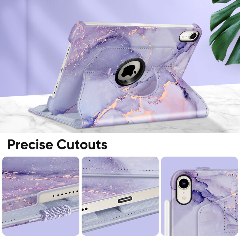 iPad Mini A17 Pro (2024), iPad Mini 6th Gen (2021) 360-Degree Swiveling Stand Case | Fintie