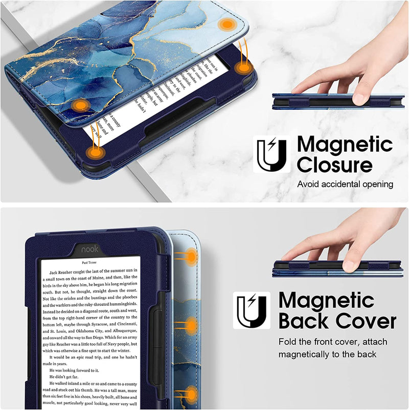 Nook GlowLight 4e/4 Vegan Leather Folio Case w/ Hand Strap | Fintie