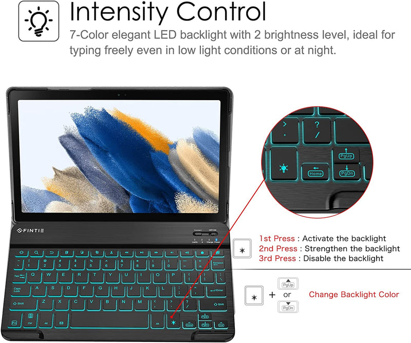 Galaxy Tab A8 10.5 Inch 2021 Keyboard Case [7 Color Backlight] | Fintie