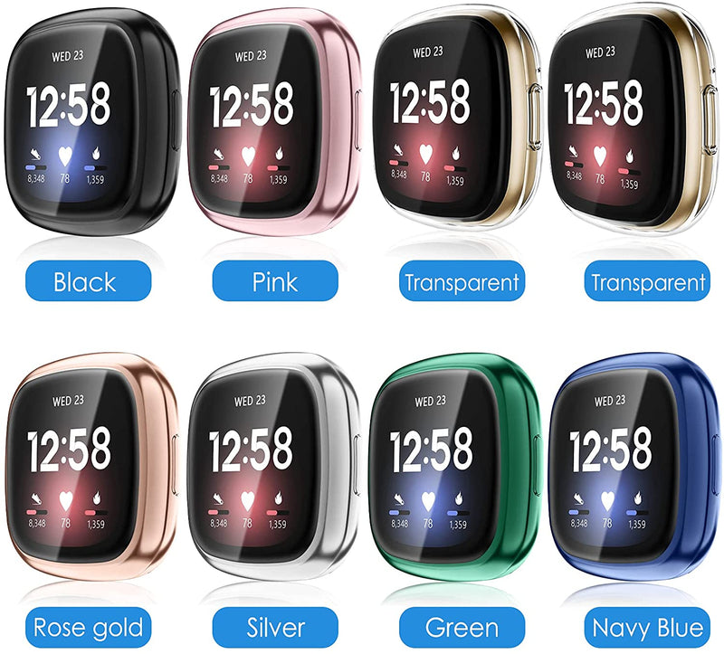 [8-Pack] Fitbit Versa 3 / Fitbit Sense Screen Protector Case | Fintie