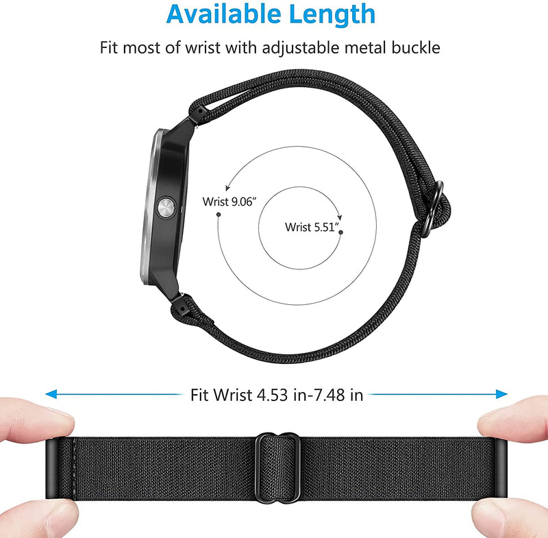 Garmin Vivoactive 5/3, Garmin Venu Sq/ Forerunner 245 Nylon Elastic Band | Fintie