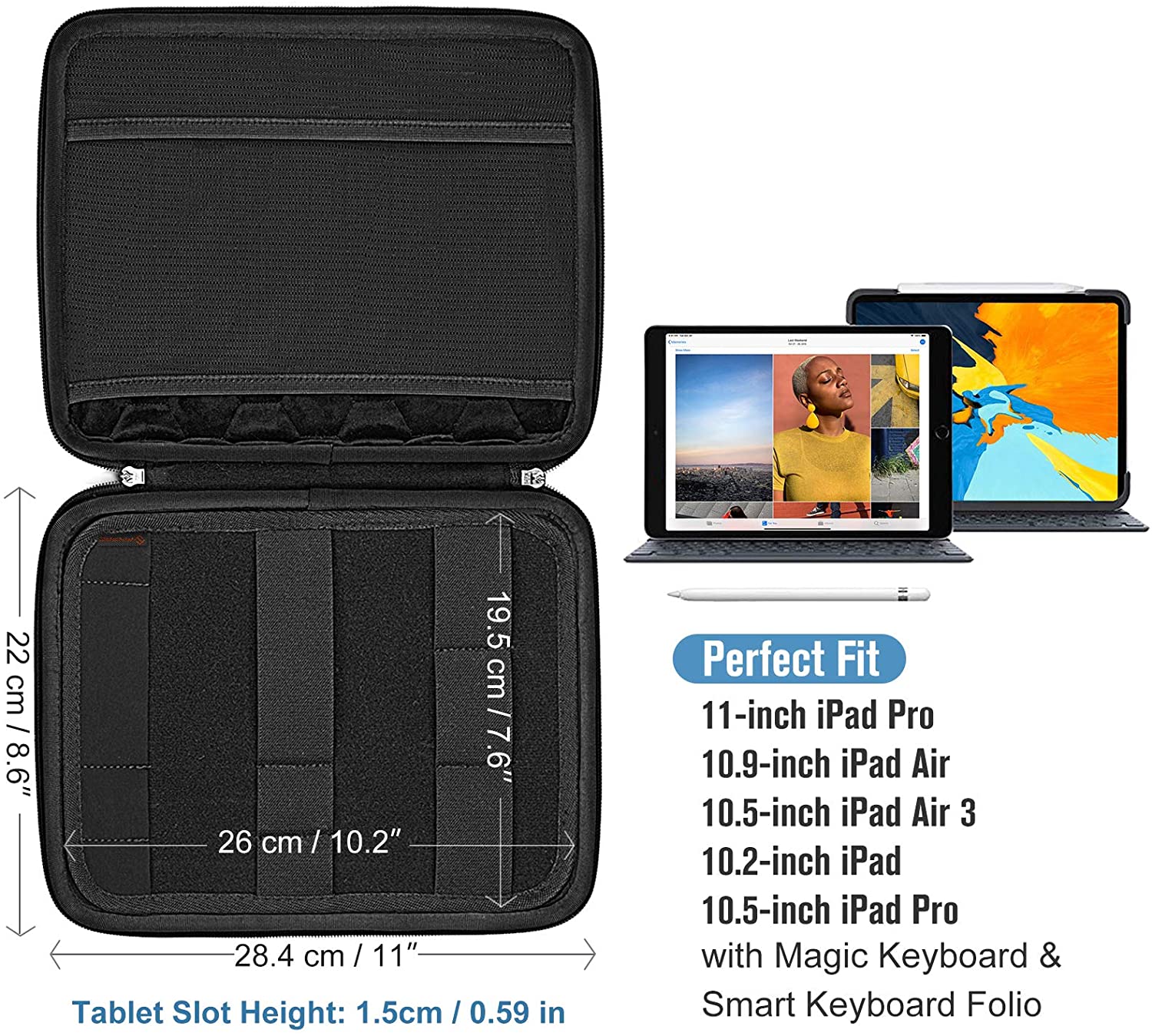  FINPAC 11 Inch Tablet Sleeve Case, Briefcase Shoulder Bag for  11 iPad Pro (2018-2022), 10.9 iPad 10th Gen (2022), 10.9 iPad Air 5/4  (2022/2020), 10.2 iPad, Surface Go 4/3/2, Galaxy Tab,Camou-Black :  Electronics