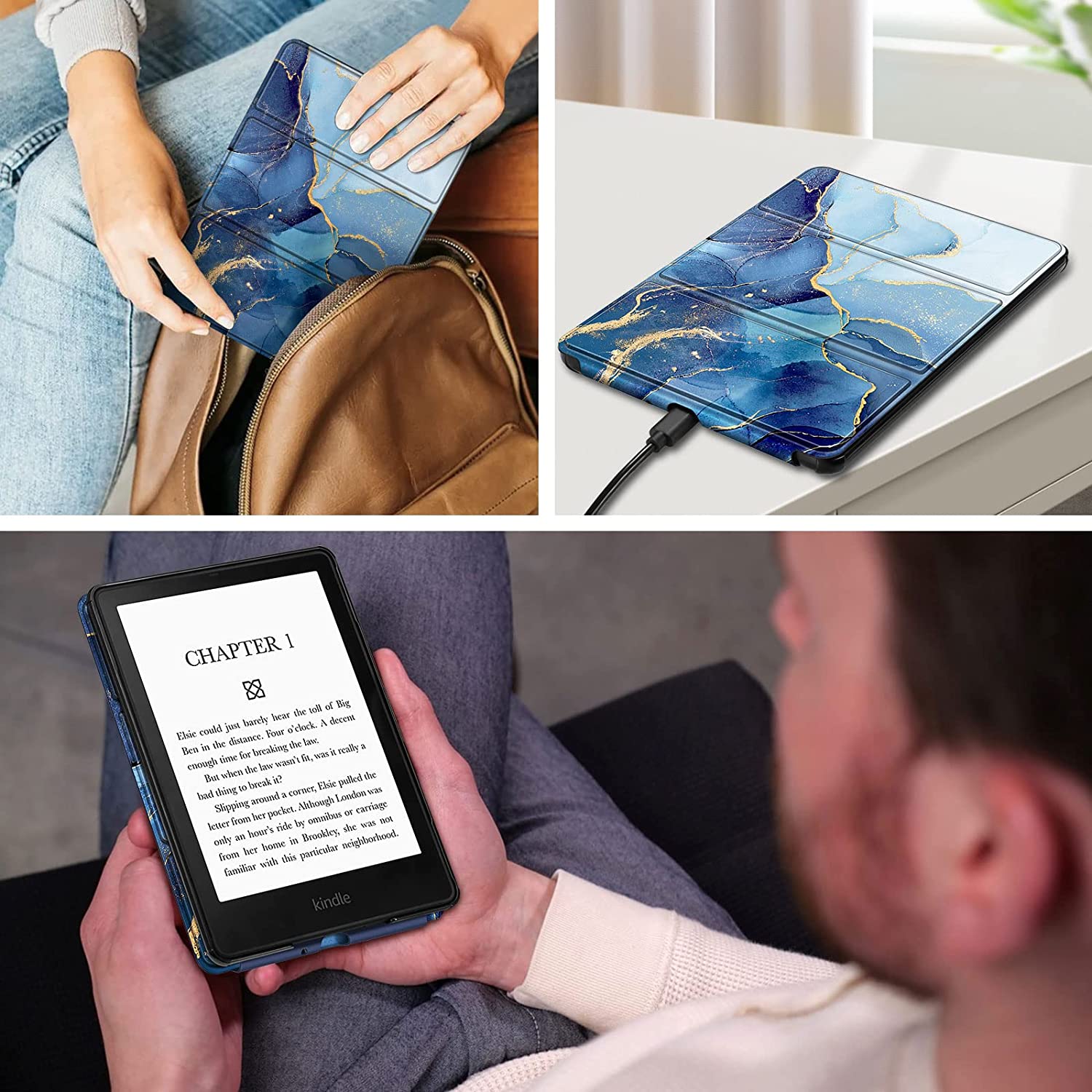 Shry pour Kindle Paperwhite 11ème Smart Case avec sangle à main