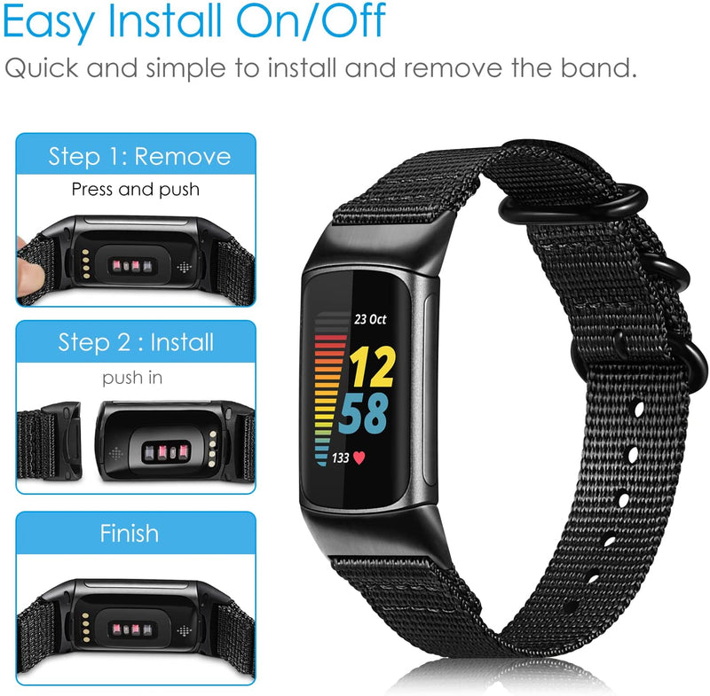 fintie fitbit charge 5 nylon strap installation