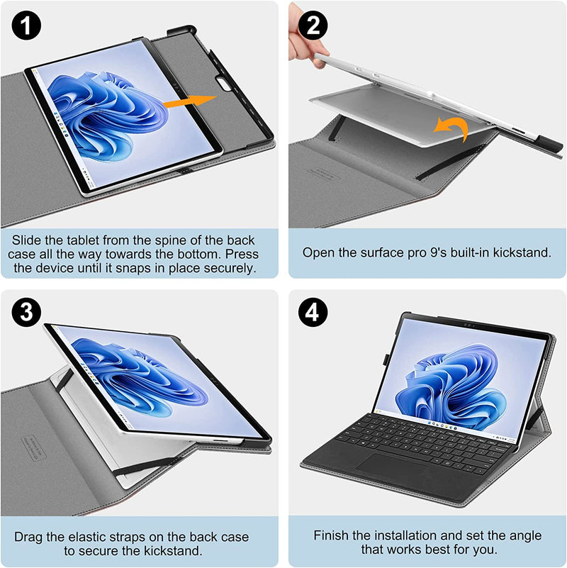 Surface Pro 9 Multi-Angle Viewing Case w/ Pocket and Stylus Holder | Fintie