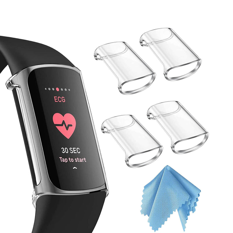 [4-Pack] Fitbit Charge 6/5 Case Full-Around Screen Protector | Fintie