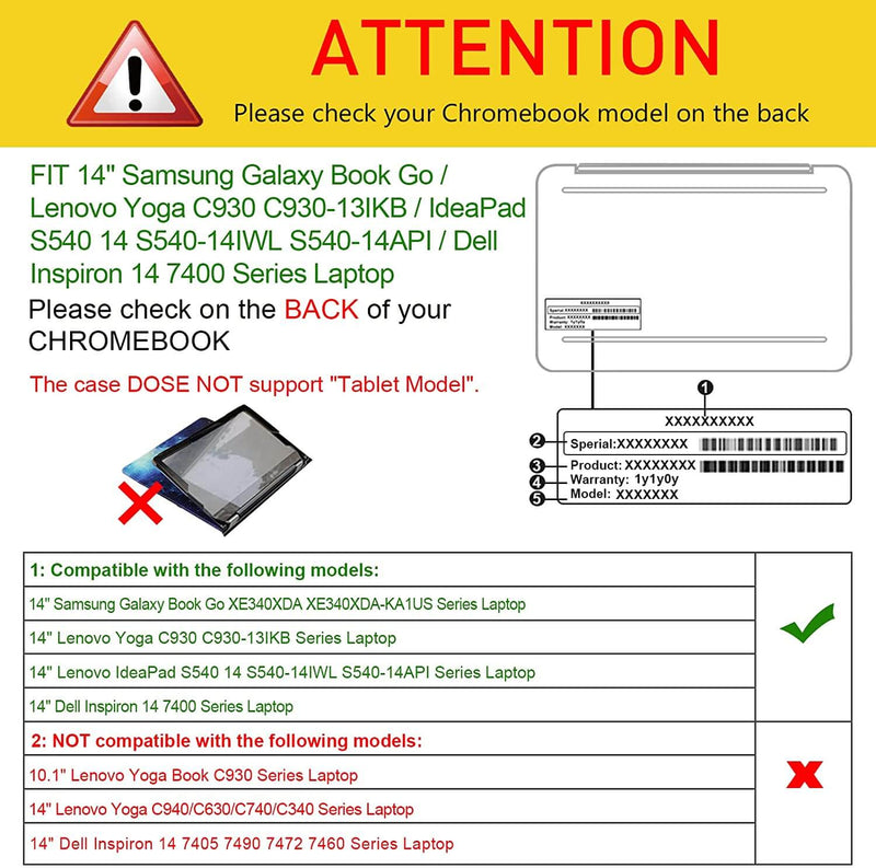 Fintie case for 14" Chromebook - Dell Inspiration/Lenovo Yoga C930/Lenovo IdeaPad S540/Galaxy Book Go