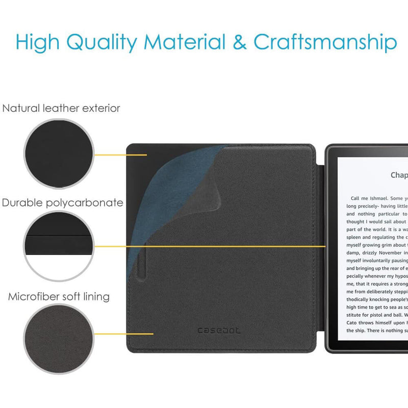 Kindle Oasis (10th Gen 2019, 9th Gen 2017) Slim Leather Case | CaseBot