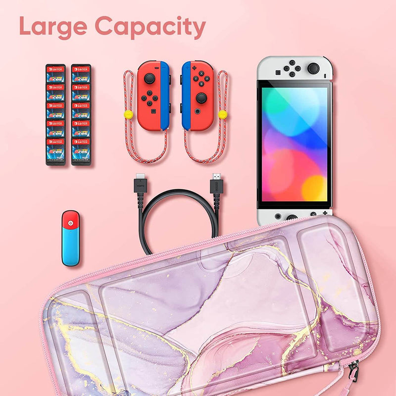 nintendo switch case with large capacity for game cards and charging cable 