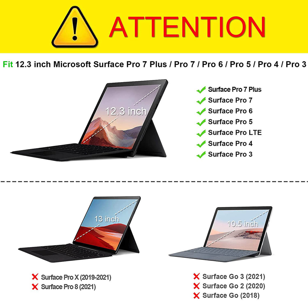 Fintie Rugged Shockproof Case For Microsoft Surface Pro 7/6/5/LTE - Clear Protective Cover