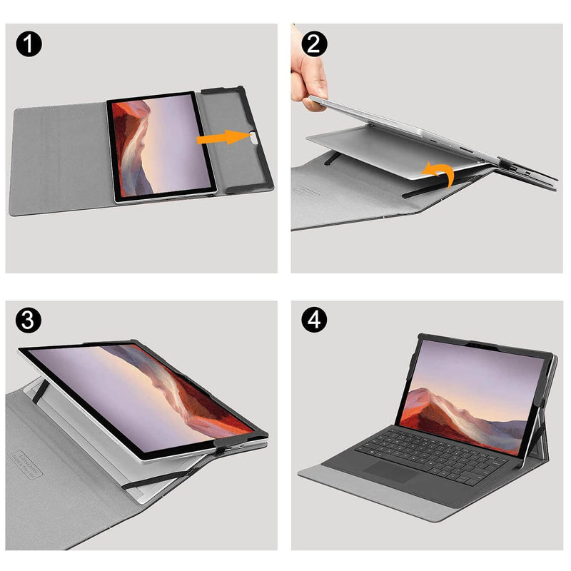 how to put surface pro 7 into fintie case