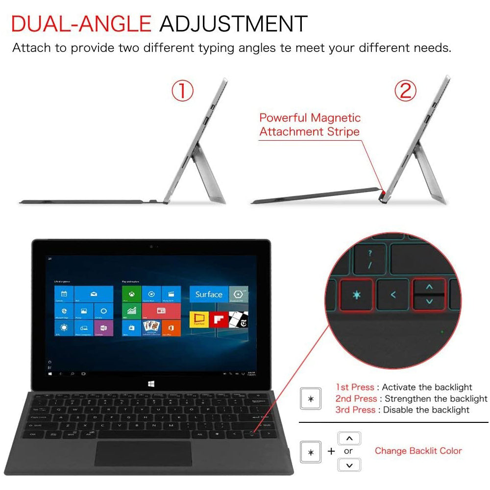 Surface Pro 7+/Pro 7/6/5/4/3 Bluetooth Keyboard [7-Color Surface Pro 7+/Pro 7/6/5/4/3 Bluetooth Keyboard [7-Color