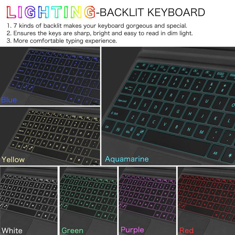 fintie bluetooth keyboard for microsoft surface with 7-color backlit