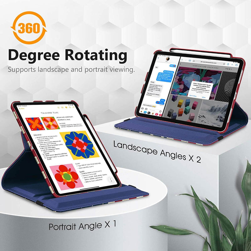 view ipad air at landcsape angle with Fintie case
