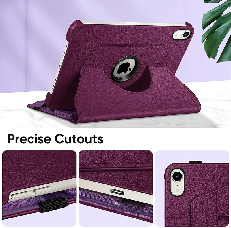 iPad Mini A17 Pro (2024), iPad Mini 6th Gen (2021) 360-Degree Swiveling Stand Case | Fintie