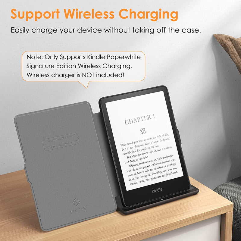 fintie kindle paperwhite sigature edition case supports wireless charging