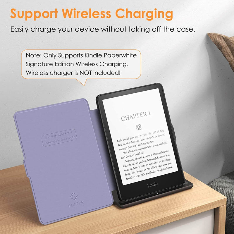 kindle paperwhite signature edition wireless charging with fintie case on