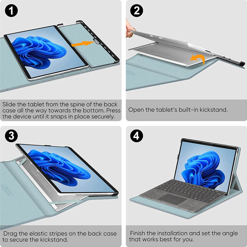 how to easily put the surface pro 8 into fintie case