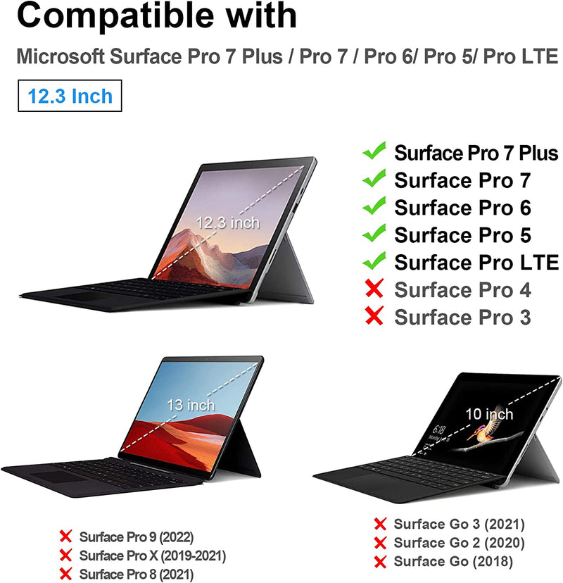 Surface Pro 7+/Pro 7/6/5 Hard Shell Slim Portfolio Cover | Fintie