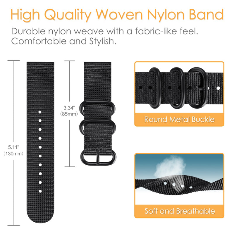 Nylon Watch Band for Garmin Vivoactive5/3, Garmin Venu Sq/Venu 2 Plus| Fintie