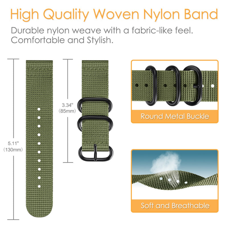 Nylon Watch Band for Garmin Vivoactive5/3, Garmin Venu Sq/Venu 2 Plus| Fintie