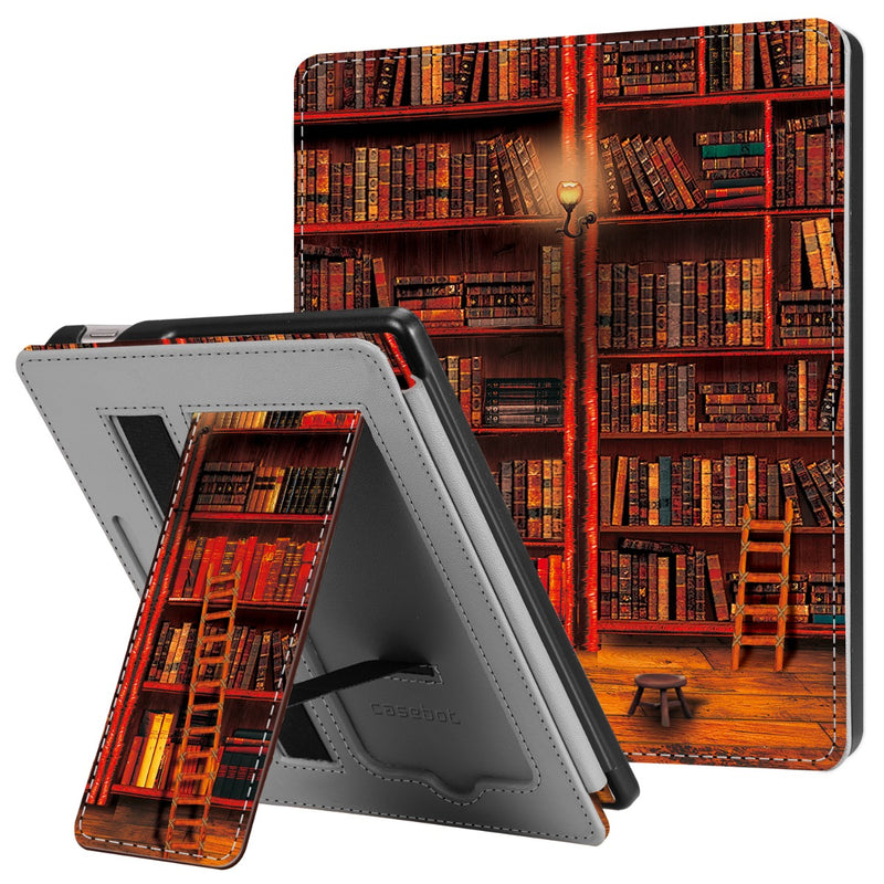 kwmobile Funda compatible con  Kindle Oasis 10. Generation Case -  Soporte + correa - Library Lemto Multicolor