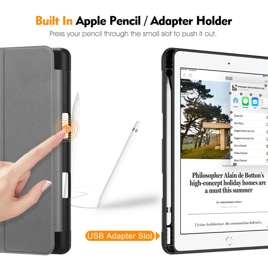 Fintie Custodia Ibrida Trasparente Per IPad 10.2'' 9°/8°/7° Gen - Cover Posteriore Rigida Con Bumper TPU Morbido, Nero - 5