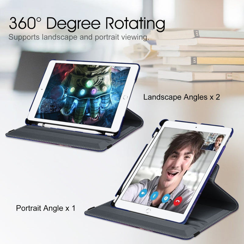 iPad 9th Gen, iPad 8th/7th Gen 360-Degree Rotating Case with Pencil Holder | Fintie