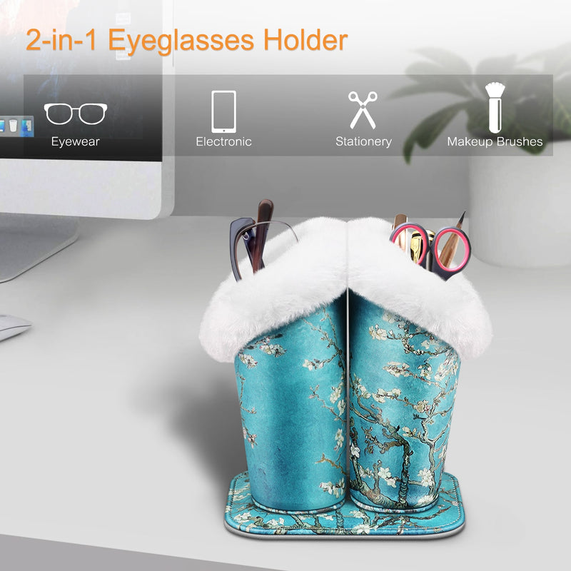 Double Plush Lined Eyeglasses Holder with Magnetic Base | Fintie