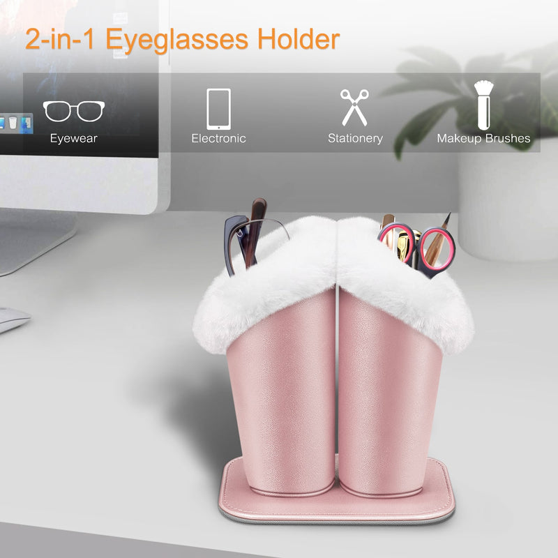 Double Plush Lined Eyeglasses Holder with Magnetic Base | Fintie