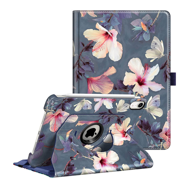 fintie ipad mini 6 rotating case- blooming hibiscus 