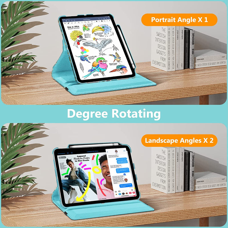 iPad 11-Inch A16 Chip 2025, iPad 10th Gen (2022) 360-Degree Rotating Case w/ Pencil Holder | Fintie