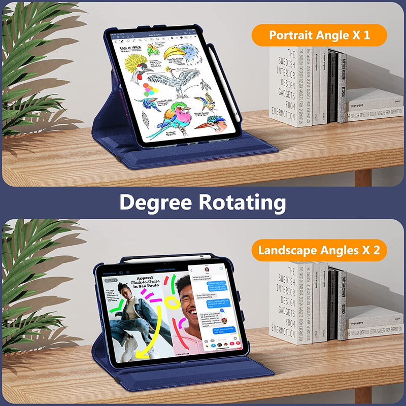iPad 11-Inch A16 Chip 2025, iPad 10th Gen (2022) 360-Degree Rotating Case w/ Pencil Holder | Fintie