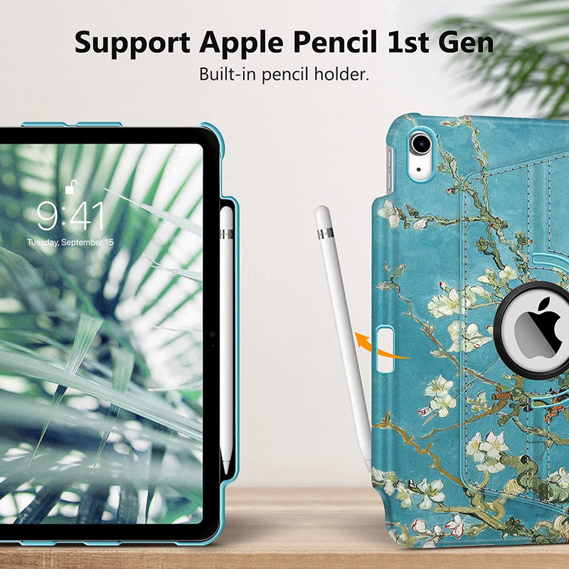 iPad 11-Inch A16 Chip 2025, iPad 10th Gen (2022) 360-Degree Rotating Case w/ Pencil Holder | Fintie