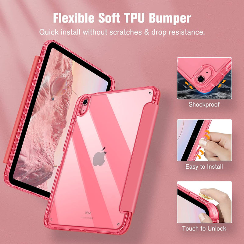 iPad 11-Inch A16 Chip 2025, iPad 10th Gen (10.9", 2022) Slim Case w/ Crystal Transparent Back Cover & Pencil Holder | Fintie