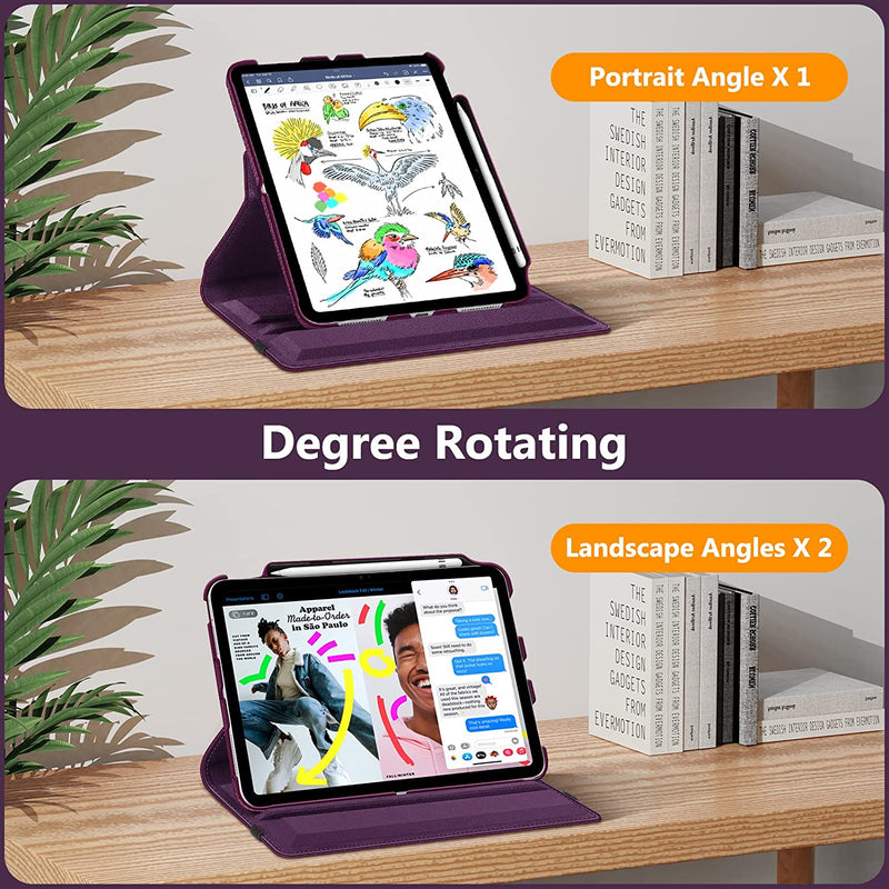 iPad 11-Inch A16 Chip 2025, iPad 10th Gen (2022) 360-Degree Rotating Case w/ Pencil Holder | Fintie