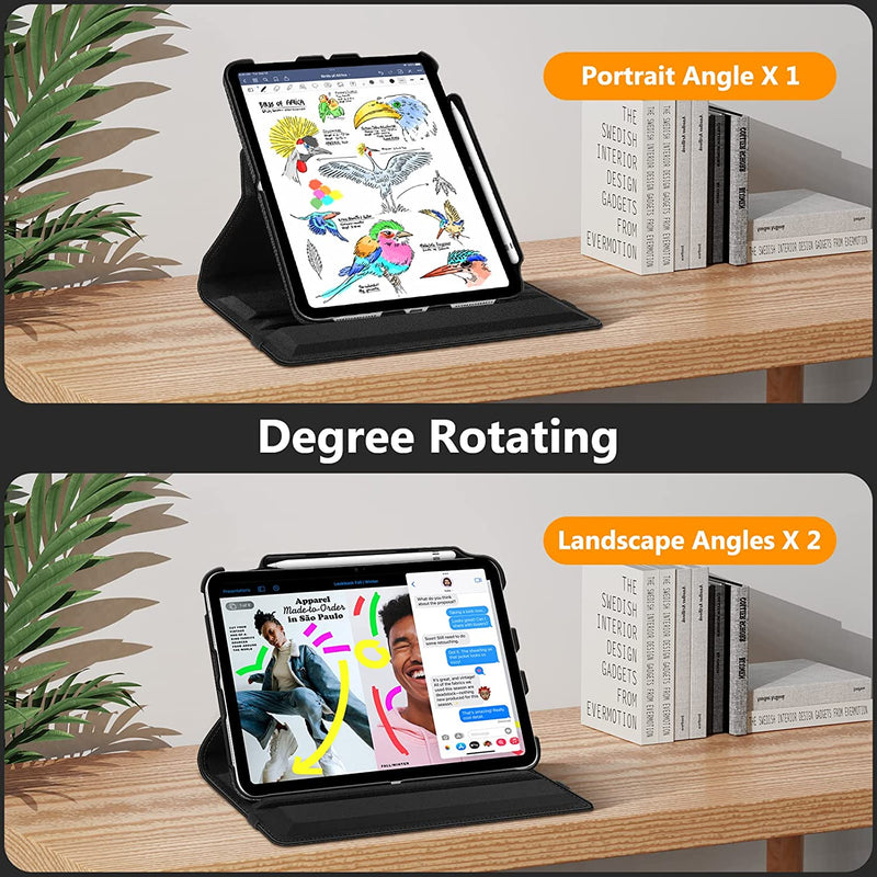 iPad 11-Inch A16 Chip 2025, iPad 10th Gen (2022) 360-Degree Rotating Case w/ Pencil Holder | Fintie